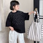 【90-150cm】半袖 Tシャツ 女の子 男の子 2色選べ 韓国系 シンプル カジュアル - 画像 (6)