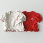 【80-130cm】半袖Tシャツ 女の子 スウィート リボンパフスリーブ - 画像 (2)