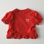 【80-130cm】半袖Tシャツ 女の子 スウィート リボンパフスリーブ - 画像 (5)