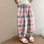 【90-140cm】パンツ 女の子 チェック柄 カジュアル 配色