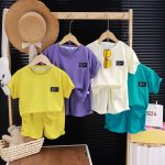 【90-160cm】セットアップ 男女兼用 全4色 無地 半袖 Tシャツ✛ショートパンツ