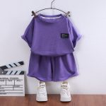 【90-160cm】セットアップ 男女兼用 全4色 無地 半袖 Tシャツ✛ショートパンツ - 画像 (4)