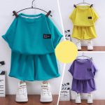 【90-160cm】セットアップ 男女兼用 全4色 無地 半袖 Tシャツ✛ショートパンツ - 画像 (7)