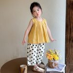 【90-140cm】セットアップ 女の子 リボン キュート ドット柄 - 画像 (4)