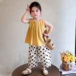 【90-140cm】セットアップ 女の子 リボン キュート ドット柄 - 画像 (6)