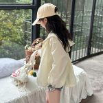 【110-170cm】アウター 女の子 シンプル レース 切り替え - 画像 (6)