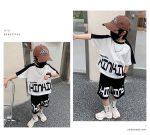【120‐150cm】セットアップ 男の子 韓国系 カジュアル 配色 アルファベット 半袖 Tシャツ＋ショートパンツ - 画像 (7)