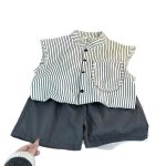【80-170cm】セットアップ 男の子 ストライプ柄 ポケット付き - 画像 (6)