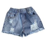 【100-160cm】ショートパンツ 女の子 デニム 無地 ダメージ加工 - 画像 (5)