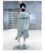 【120-170cm】セットアップ  男の子 韓国風 アルファベット 袖なし Tシャツ＋ショートパンツ - 画像 (10)