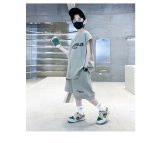 【120-170cm】セットアップ  男の子 韓国風 アルファベット 袖なし Tシャツ＋ショートパンツ - 画像 (11)