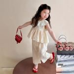 【80-160cm】セットアップ 女の子 ノースリーブ ドット柄 花柄 - 画像 (3)