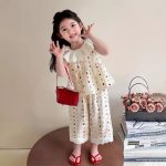 【80-160cm】セットアップ 女の子 ノースリーブ ドット柄 花柄 - 画像 (5)