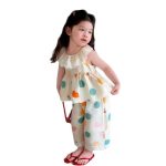 【80-160cm】セットアップ 女の子 ノースリーブ ドット柄 花柄 - 画像 (6)