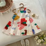 【90-140cm】ワンピース 女の子 配色 Aライン ノースリーブ - 画像 (2)
