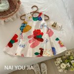 【90-140cm】ワンピース 女の子 配色 Aライン ノースリーブ - 画像 (4)