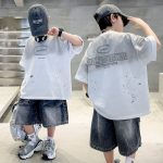 【120-170cm】半袖 Tシャツ 男の子 ゆったり 2色選べる グラデーション色 - 画像 (3)