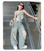 【120-170cm】 セットアップ 女の子 無地 デニム - 画像 (9)