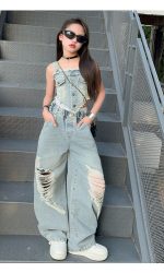 【120-170cm】 セットアップ 女の子 無地 デニム - 画像 (16)