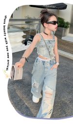 【120-170cm】 セットアップ 女の子 無地 デニム - 画像 (21)