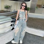 【120-170cm】 セットアップ 女の子 無地 デニム - 画像 (3)