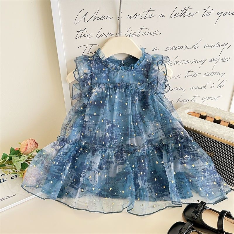 682aa46b6e96b112866114.jpg 【90-140cm】ワンピース 女の子 スウィート メッシュ ノースリーブ - 画像 (1)