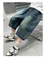 【110-160cm】デニム ショートパンツ 男の子 アルファベット カートゥーン プリント - 画像 (9)