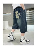 【110-160cm】デニム ショートパンツ 男の子 アルファベット カートゥーン プリント - 画像 (10)