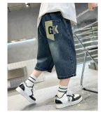 【110-160cm】デニム ショートパンツ 男の子 アルファベット カートゥーン プリント - 画像 (12)