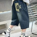【110-160cm】デニム ショートパンツ 男の子 アルファベット カートゥーン プリント - 画像 (5)