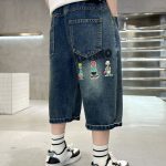 【110-160cm】デニム ショートパンツ 男の子 アルファベット カートゥーン プリント - 画像 (6)