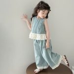 【90-140cm】セットアップ 女の子 トレンド レース 切り替え - 画像 (5)
