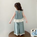 【90-140cm】セットアップ 女の子 トレンド レース 切り替え - 画像 (6)