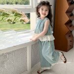 【90-140cm】セットアップ 女の子 トレンド レース 切り替え - 画像 (7)