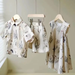 【100-140cm】セットorワンピース 子供服 おしゃれ 総柄 - 画像 (2)