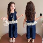 【90-140cm】セットアップ 女の子 切り替え ノースリーブ - 画像 (2)