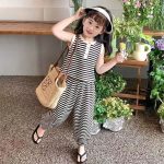 【90-150cm】セットアップ 女の子 ボーダー ノースリーブ - 画像 (5)