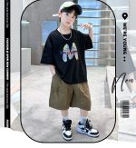 【120-170cm】セットアップ  男の子 プリント カートゥーン 半袖 Tシャツ＋ショートパンツ - 画像 (9)