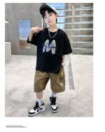 【120-170cm】セットアップ  男の子 プリント カートゥーン 半袖 Tシャツ＋ショートパンツ - 画像 (10)