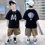 【120-170cm】セットアップ  男の子 プリント カートゥーン 半袖 Tシャツ＋ショートパンツ - 画像 (3)