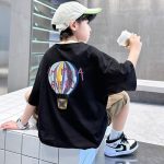 【120-170cm】セットアップ  男の子 プリント カートゥーン 半袖 Tシャツ＋ショートパンツ - 画像 (5)
