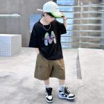 【120-170cm】セットアップ  男の子 プリント カートゥーン 半袖 Tシャツ＋ショートパンツ - 画像 (7)