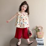 【80-140cm】セットアップ 女の子 リボン ノースリーブ ドット柄 - 画像 (5)