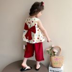 【80-140cm】セットアップ 女の子 リボン ノースリーブ ドット柄 - 画像 (6)