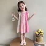 【90-140cm】ワンピース 女の子 Aライン 配色 ノースリーブ - 画像 (3)