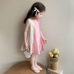 【90-140cm】ワンピース 女の子 Aライン 配色 ノースリーブ - 画像 (4)