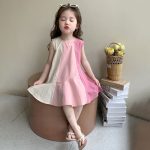 【90-140cm】ワンピース 女の子 Aライン 配色 ノースリーブ - 画像 (5)