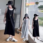 【120-170cm】ワンピース 女の子 レイヤード風 切り替え - 画像 (2)