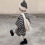 【90-140cm】セットアップ 女の子 レトロ ボーダー - 画像 (5)