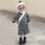 【90-140cm】セットアップ 女の子 レトロ ボーダー - 画像 (6)